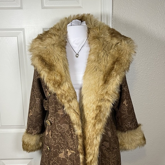 Baby Phat Vintage Coat Jacket Brown Fur Womens Mob Wife Penny Lane Y2K - Picture 5 of 16